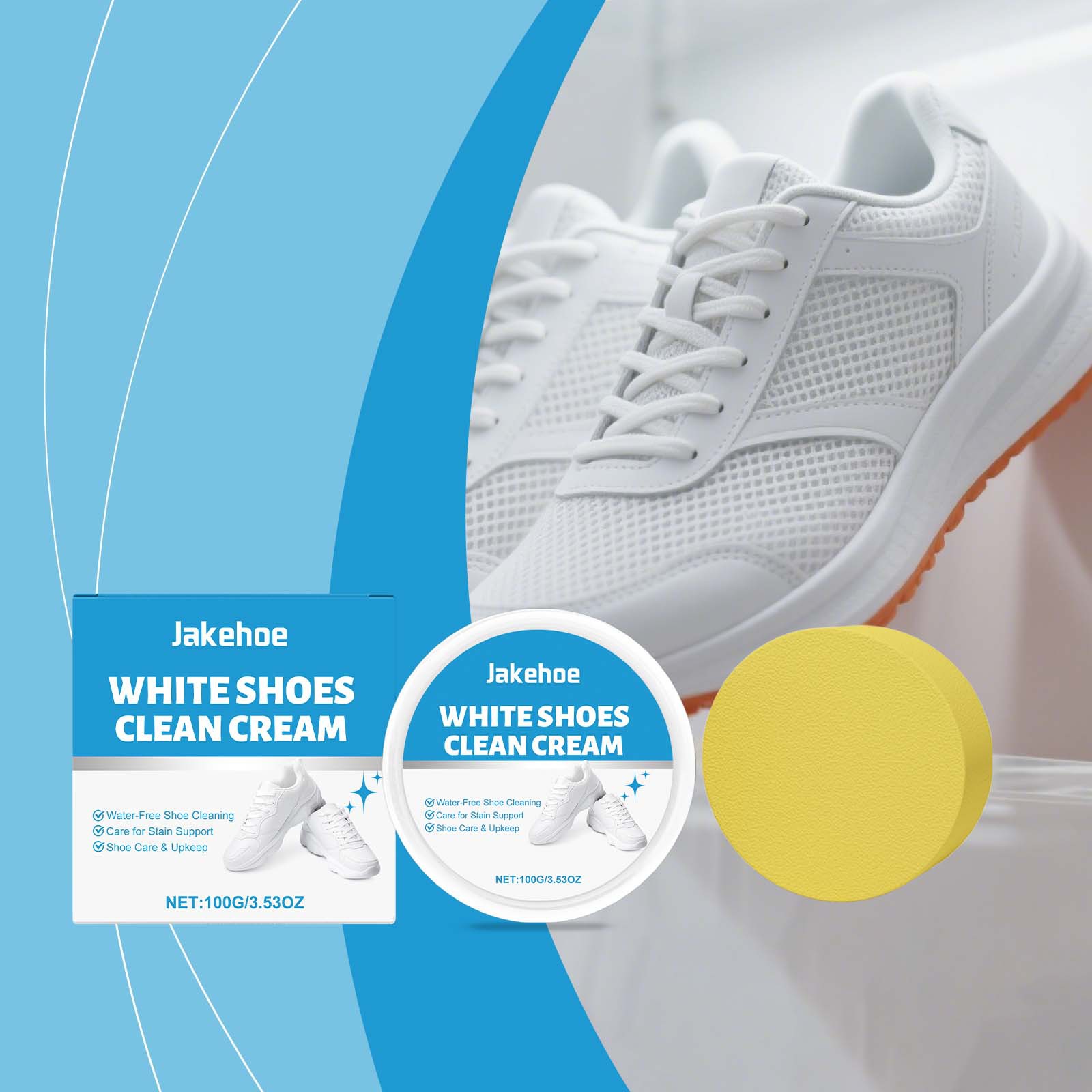 Sneaker Care Whitener - كريم تنظيف الأحذية البيضاء، مزيل البقع