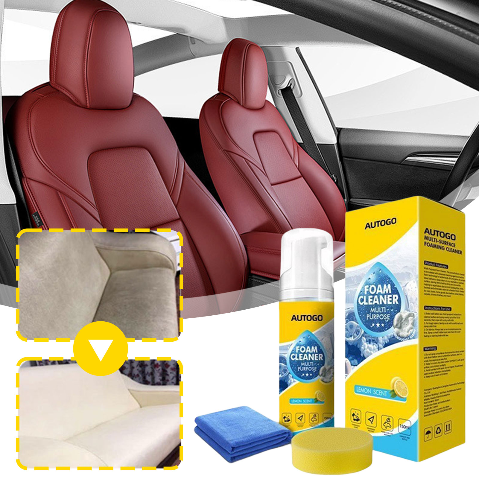 Sneaker Leather Care - منظف ​​رغوي متعدد الأغراض لداخل السيارة،